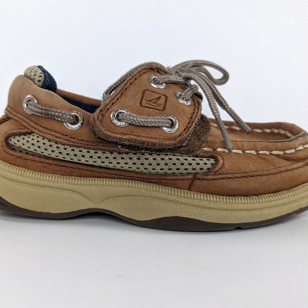 Sperry Top Sider Boy's Size 7M Lanyard Tan Leather Laced Boat Shoe CB48948A